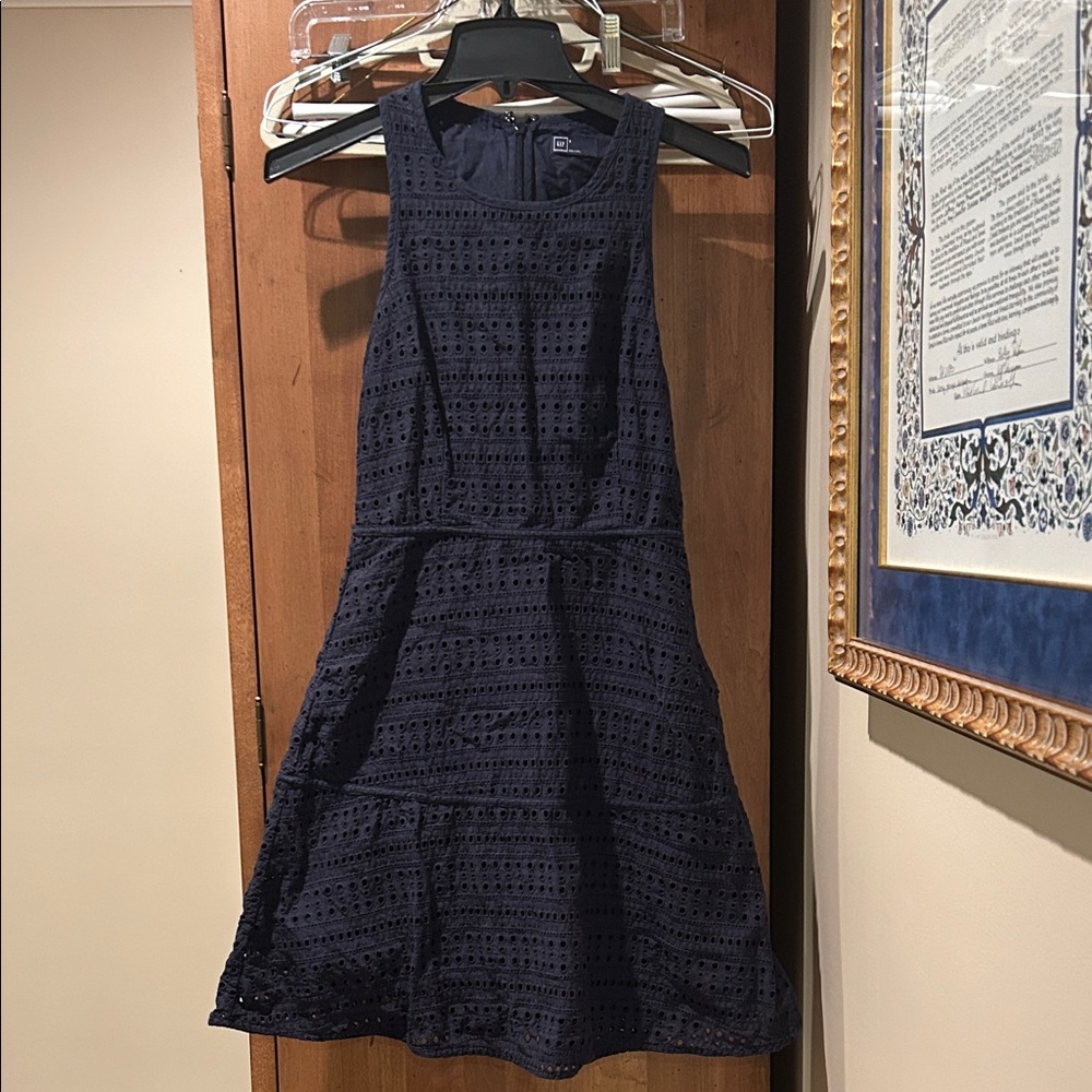 GAP Navy Blue Eyelet Mini Dress